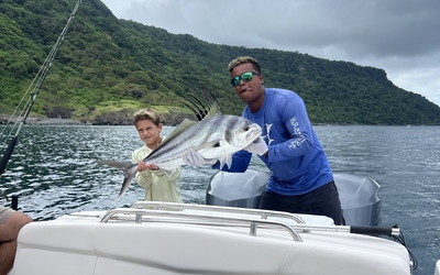 Sportfishing boat on the Pacific Ocean in Costa Rica